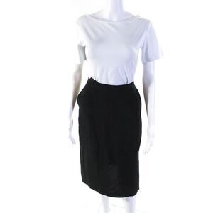 Assembly Label Womens Fluent Half Elastic Waist Midi Skirt Black Silk Size 6